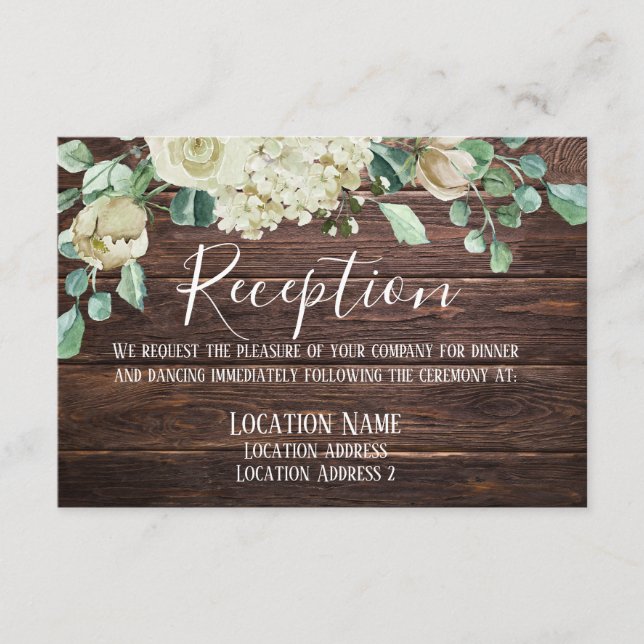 Carte D'accompagnement Mariage Floral en Bois Rustique Moderne (Devant)