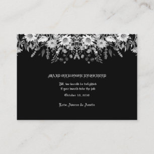 Carte D'accompagnement Mariage floral noir blanc Maid of Honor
