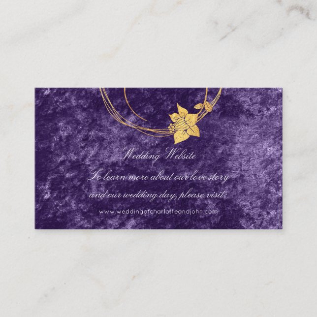 Carte D'accompagnement Mariage Floral Purple Gold Site Web Velvet Violet (Devant)