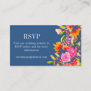 Carte D'accompagnement Mariage Floral rose bleu RSVP en ligne