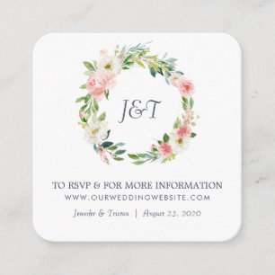 Carte D'accompagnement Mariage floral rose et blanc Rose blanc petit