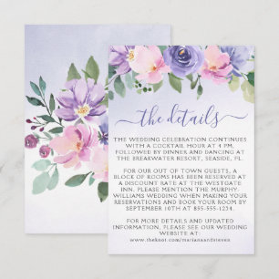 Carte D'accompagnement Mariage floral rose pourpre