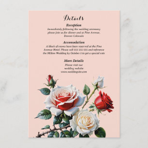 Carte D'accompagnement Mariage floral rose rose foncé