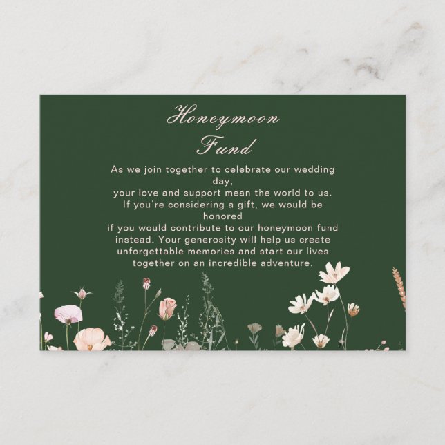Carte D'accompagnement Mariage floral rose rose rose fleur sauvage (Devant)