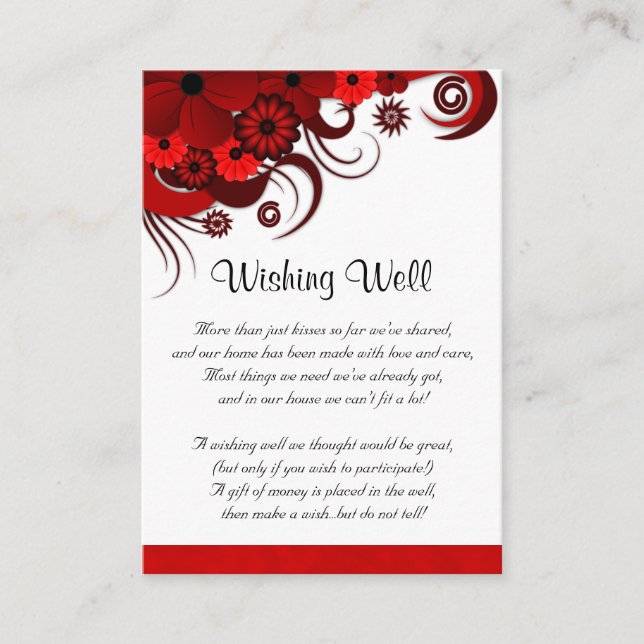 Carte D'accompagnement Mariage floral rouge et blanc qui souhaite bien (Devant)
