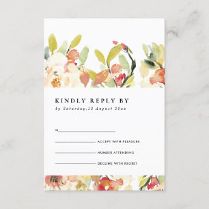 CARTE D'ACCOMPAGNEMENT MARIAGE FLORAL ROUGE ROSE PEACH BLEU RSVP