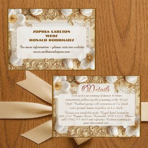 Carte D'accompagnement Mariage Florales de Luxe Ornées d'Or Royal Héritag