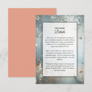 Carte D'accompagnement Mariage forestier turquoise et de pêche enchantée