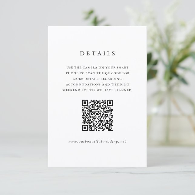Carte D'accompagnement Mariage Formel Code QR Classique Intemporel (Debout devant)