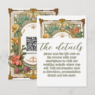 Carte D'accompagnement Mariage frontalier orné fleur sauvage victorien