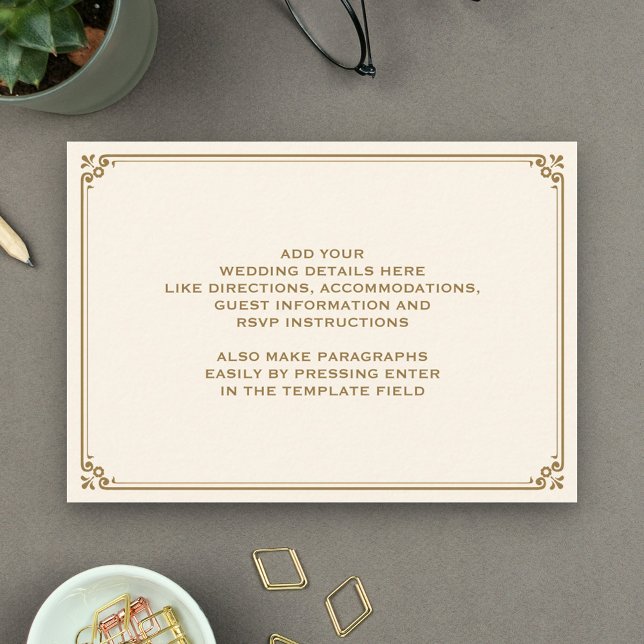 Carte D'accompagnement Mariage frontière crème et or (Créateur téléchargé)