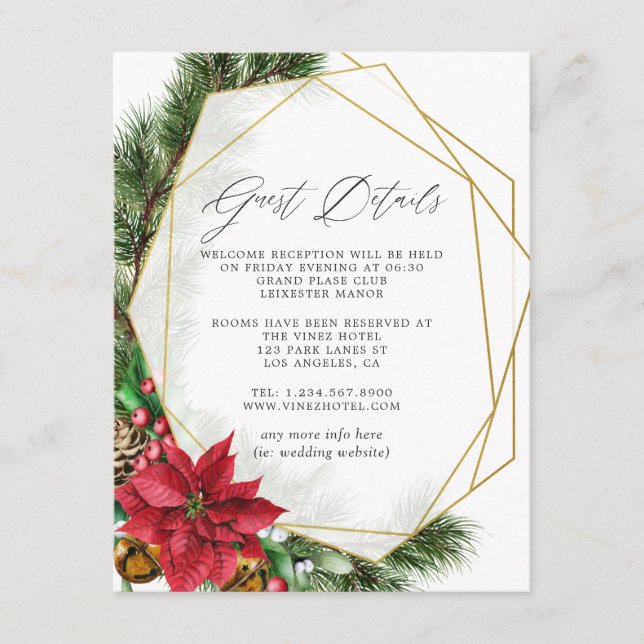 Carte D'accompagnement Mariage géométrique de Noël rustique Détails de l' (Devant)