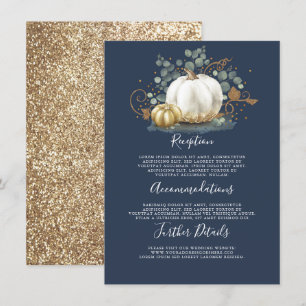 Carte D'accompagnement Mariage Gold et White Citrouille Détails Informati
