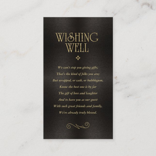 Carte D'accompagnement Mariage Gold Filigree fin Wishing well ID871 (Devant)