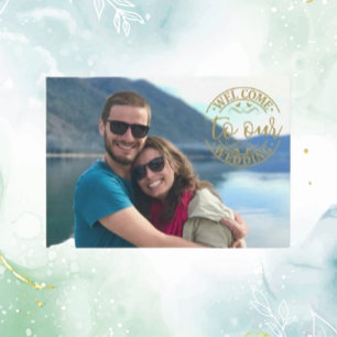 Carte D'accompagnement Mariage Gold Welcome Photo personnalisée Moderne R