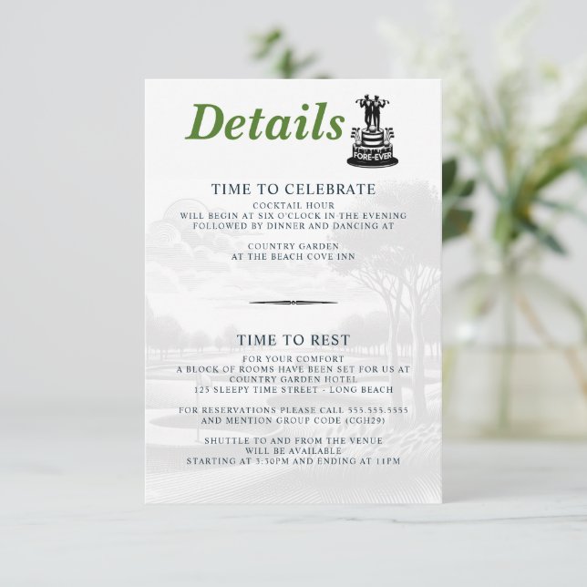 Carte D'accompagnement Mariage Golf Grooms (Debout devant)