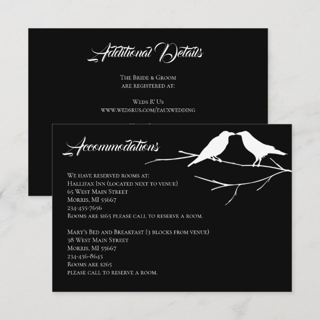 Carte D'accompagnement Mariage gothique de corbeaux (Devant / Derrière)