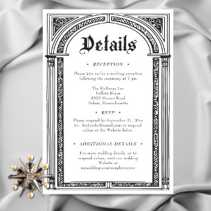 Carte D'accompagnement Mariage gothique noir blanc médiéval jusqu'à la mo