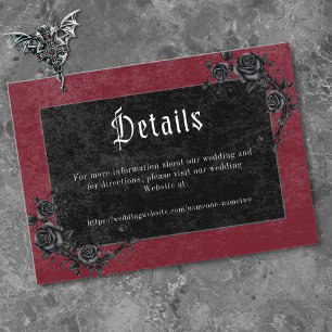 Carte D'accompagnement Mariage gothique noir corbeau vin sombrement à jam