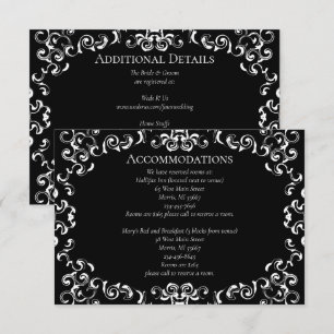 Carte D'accompagnement Mariage gothique noir et blanc