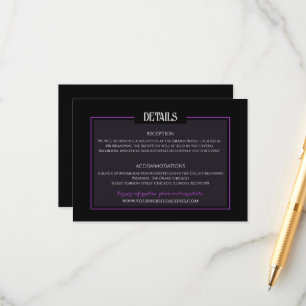 Carte D'accompagnement Mariage gothique noir et pourpre Info minimaliste