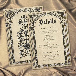 Carte D'accompagnement Mariage gothique Parchemin Médiéval Jusqu'à la mor
