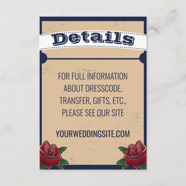 Carte D'accompagnement Mariage gothique Rockabilly Tattoo (Devant)