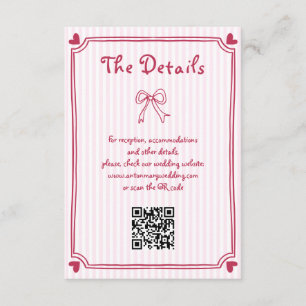 Carte D'accompagnement Mariage griffé rose et magenta