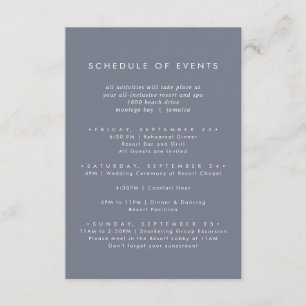 Carte D'accompagnement Mariage gris ardoise simple Calendrier des événeme