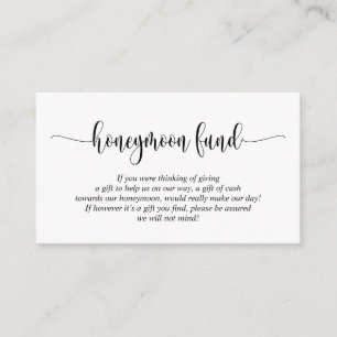 Carte D'accompagnement Mariage Honeymoon Fund et le souhait, Script moder