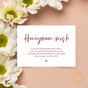 Carte D'accompagnement Mariage Honeymoon Wish Fund Cash