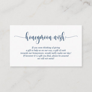 Carte D'accompagnement Mariage Honeymoon Wish Fund, Modern Navy Blue