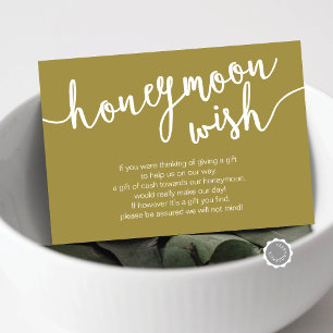 Carte D'accompagnement Mariage Honeymoon Wish Fund, Retro Gold