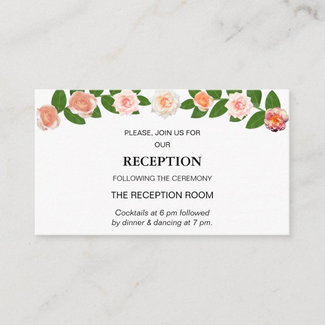 Carte D'accompagnement Mariage Laurel & Rose Flowers (Devant)