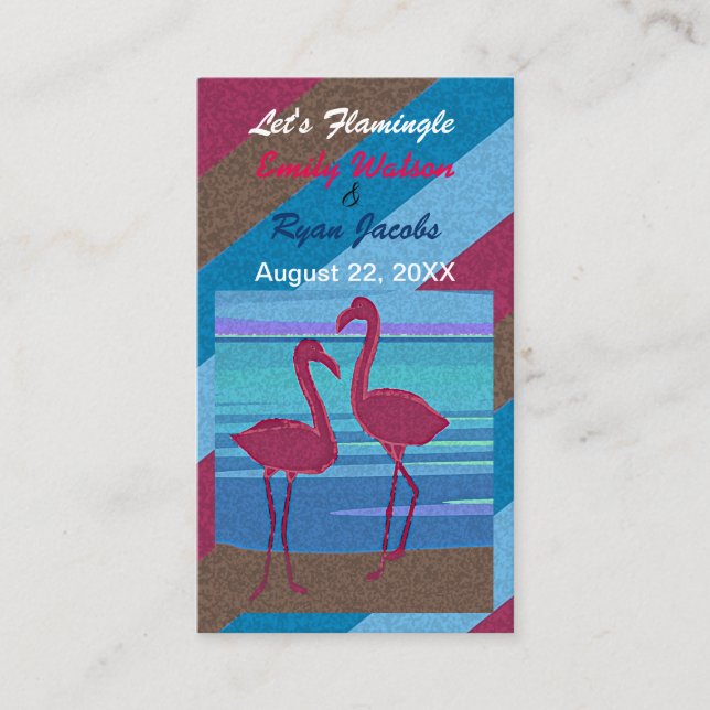 Carte D'accompagnement Mariage lets Flamingle Bird Beach au registre des  (Devant)