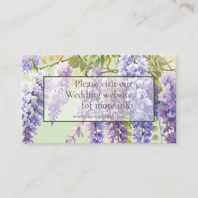 Carte D'accompagnement Mariage lilas de la glycine florale violette (Devant)