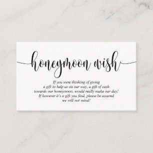 Carte D'accompagnement Mariage Lune de miel souhait ou fonds, Script mode
