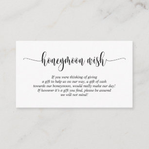 Carte D'accompagnement Mariage Lune de miel souhait ou fonds, Script mode