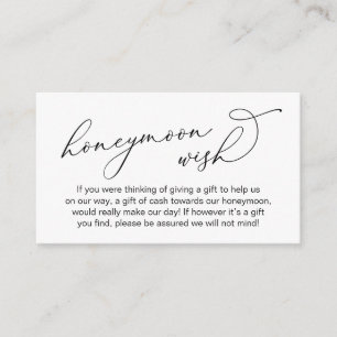 Carte D'accompagnement Mariage Lune de miel souhait, Script romantique mo