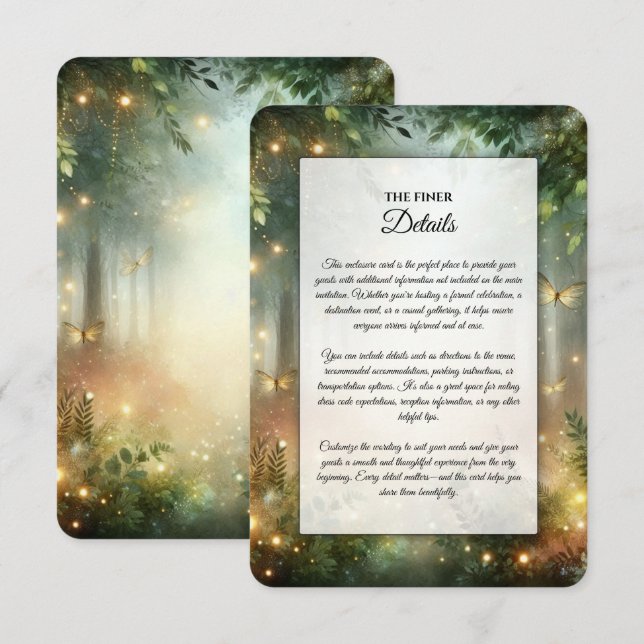 Carte D'accompagnement Mariage Magique de la Prairie de la Forêt Mystique (Devant / Derrière)