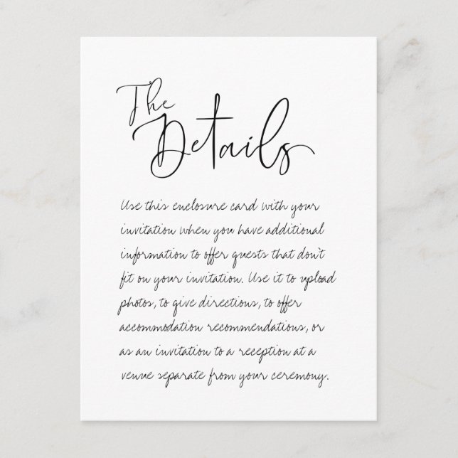 Carte D'accompagnement Mariage manuscrit La fiche Détails Enclume (Devant)