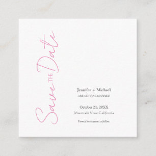 Carte D'accompagnement Mariage mariage Calligraphie minimaliste rose blan