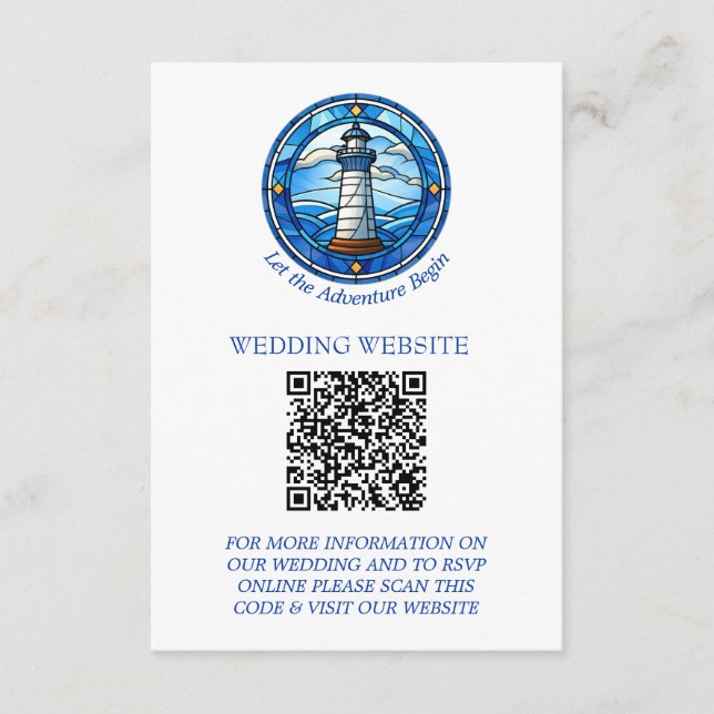Carte D'accompagnement Mariage maritime nautique phare (Devant)