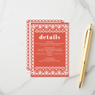 Carte D'accompagnement Mariage mexicain Fiesta Red Papel Picado Boho