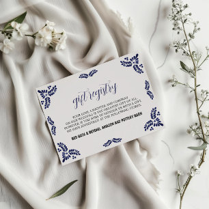 Carte D'accompagnement Mariage minimaliste à fleurs bleues de Talavera me