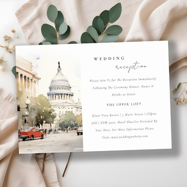 Carte D'accompagnement Mariage minimaliste à l'aquarelle à Washington DC (Créateur téléchargé)