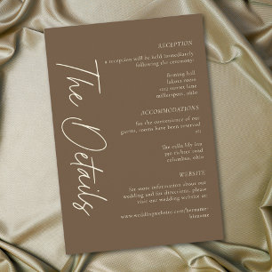 Carte D'accompagnement Mariage Minimaliste au Chocolat Brun Élégant