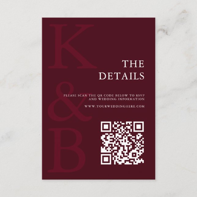 Carte D'accompagnement Mariage minimaliste avec monogramme moderne en bor (Devant)