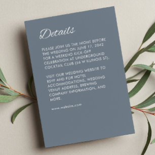 Carte D'accompagnement Mariage minimaliste en gris ardoise de script