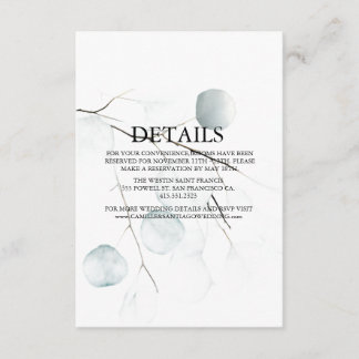Carte D'accompagnement Mariage Minimaliste Eucalyptus